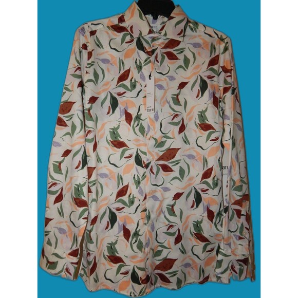 Bar 111 Men' SMALL Long Sleeve Shirt Untucked Fit Slim Fit Stretch Autumn Leaves - Picture 8 of 12